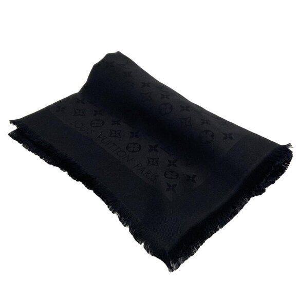 Auth LOUIS VUITTON Shawl Monogram M71329 Noir - MR2282 Scarf 60 Silk & 40 Wool - Picture 1 of 12